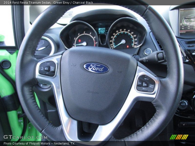 Green Envy / Charcoal Black 2014 Ford Fiesta Titanium Sedan
