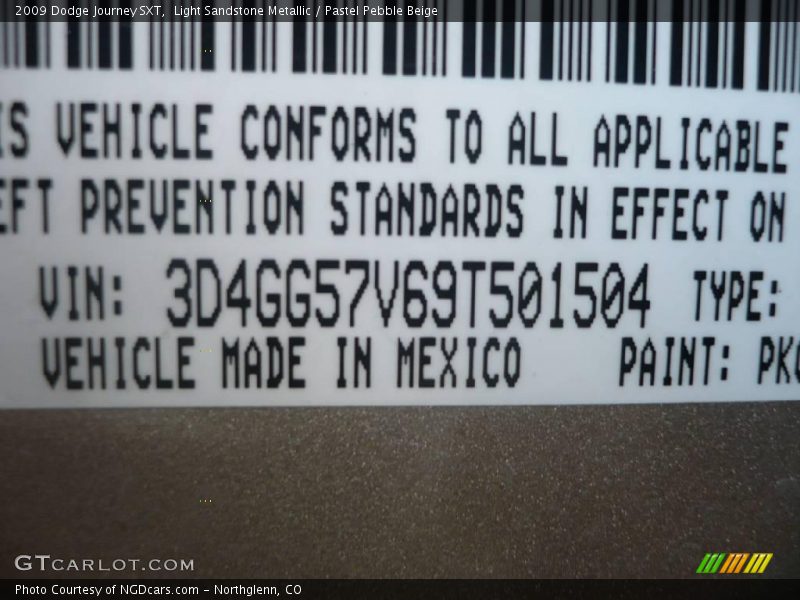 Light Sandstone Metallic / Pastel Pebble Beige 2009 Dodge Journey SXT
