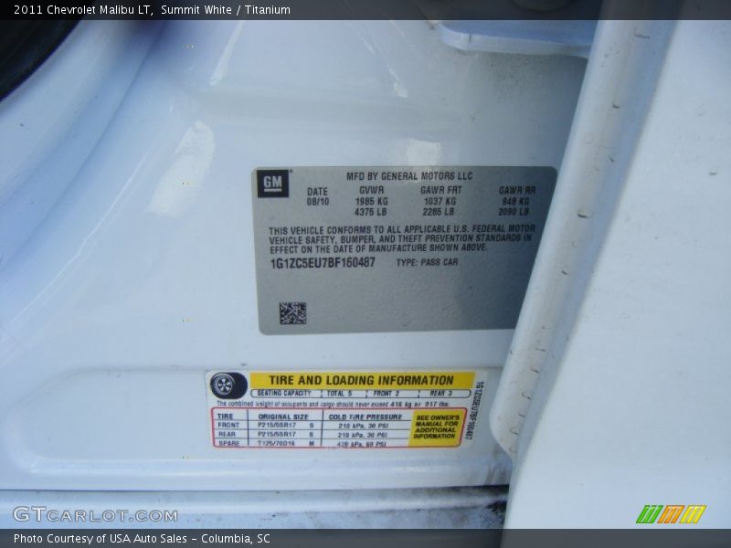 Summit White / Titanium 2011 Chevrolet Malibu LT
