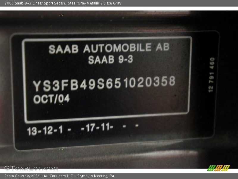 Steel Gray Metallic / Slate Gray 2005 Saab 9-3 Linear Sport Sedan