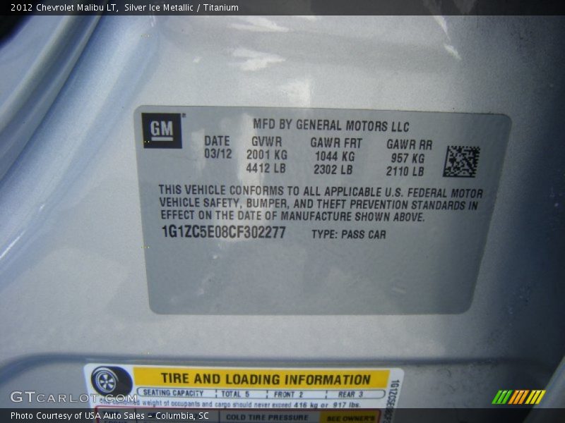 Silver Ice Metallic / Titanium 2012 Chevrolet Malibu LT