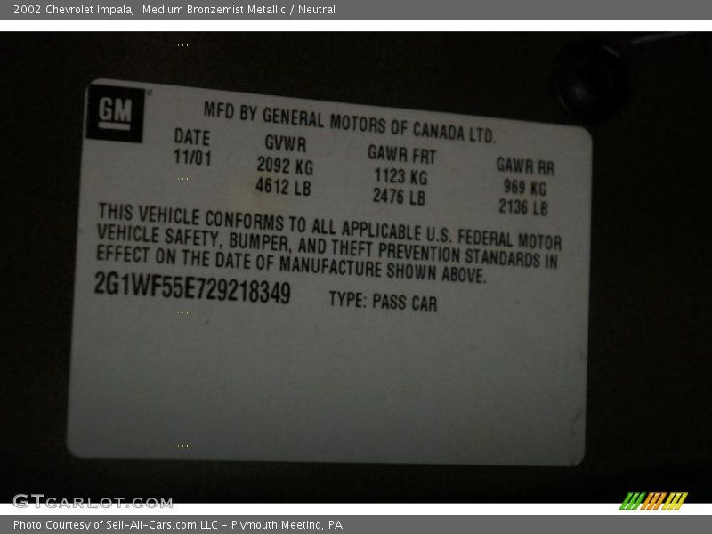 Medium Bronzemist Metallic / Neutral 2002 Chevrolet Impala