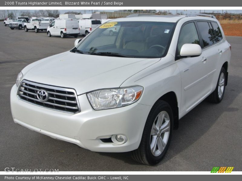 Blizzard White Pearl / Sand Beige 2008 Toyota Highlander Limited