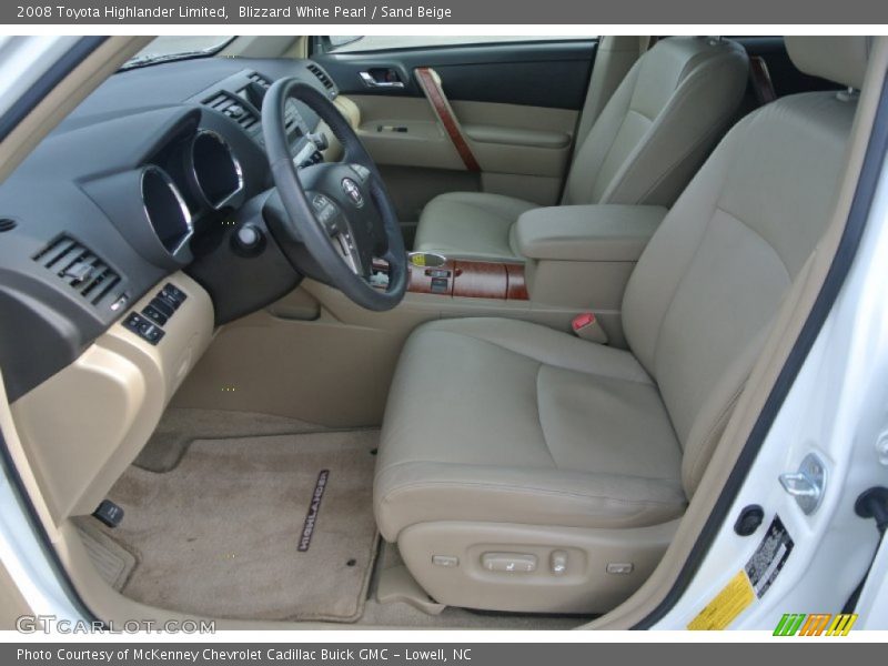 Blizzard White Pearl / Sand Beige 2008 Toyota Highlander Limited