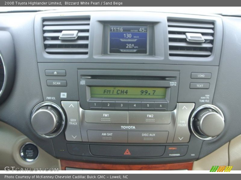 Blizzard White Pearl / Sand Beige 2008 Toyota Highlander Limited