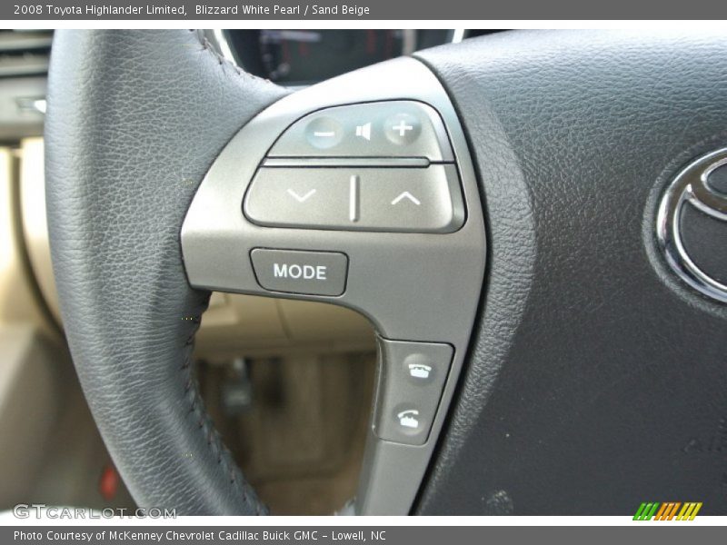Blizzard White Pearl / Sand Beige 2008 Toyota Highlander Limited