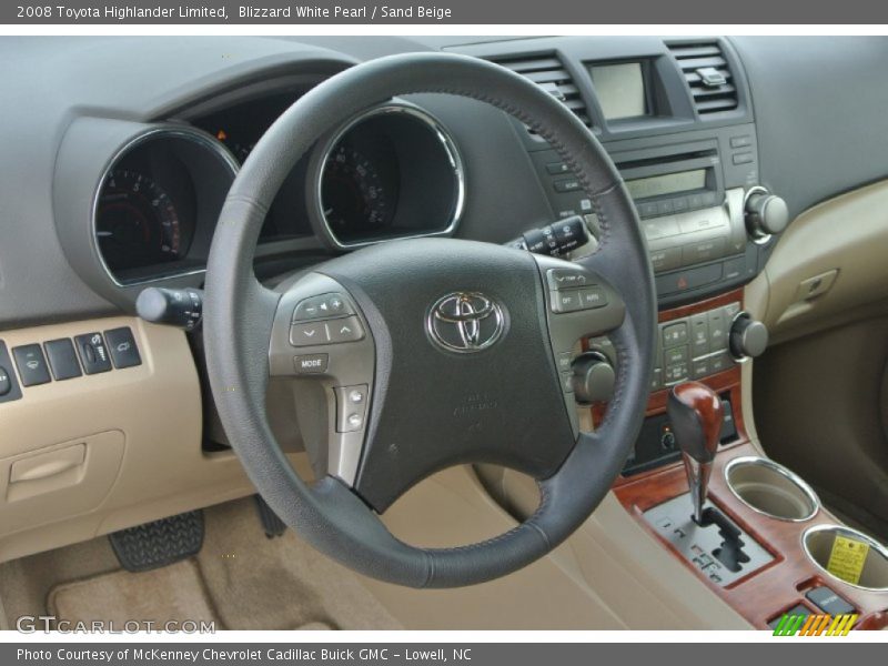Blizzard White Pearl / Sand Beige 2008 Toyota Highlander Limited