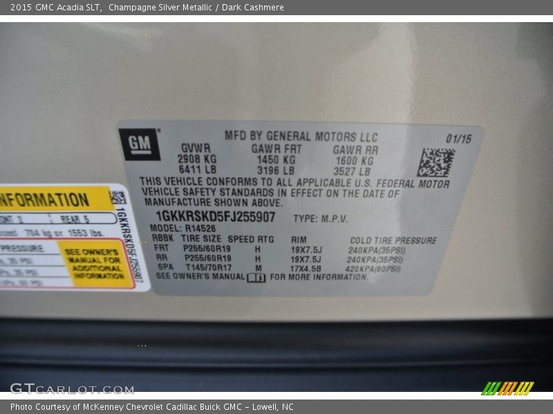 Champagne Silver Metallic / Dark Cashmere 2015 GMC Acadia SLT
