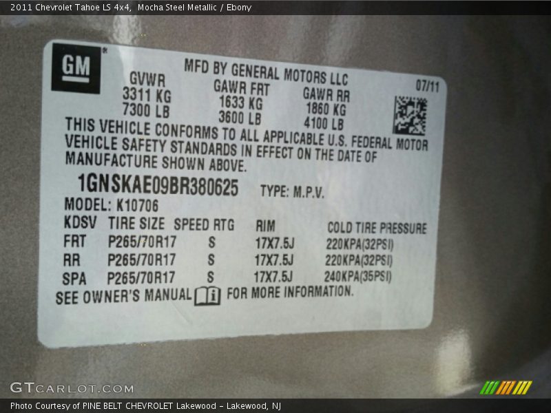 Mocha Steel Metallic / Ebony 2011 Chevrolet Tahoe LS 4x4