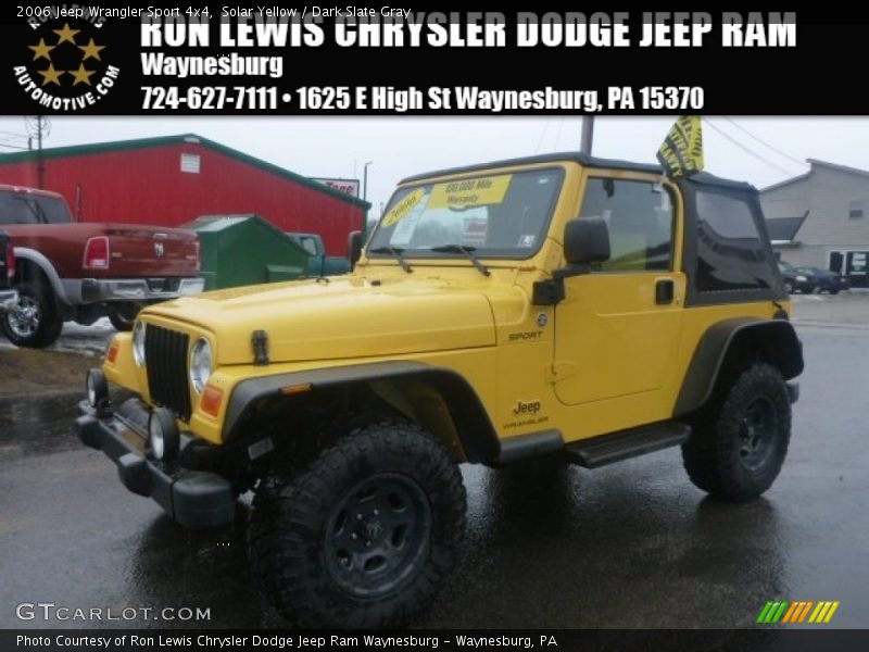 Solar Yellow / Dark Slate Gray 2006 Jeep Wrangler Sport 4x4