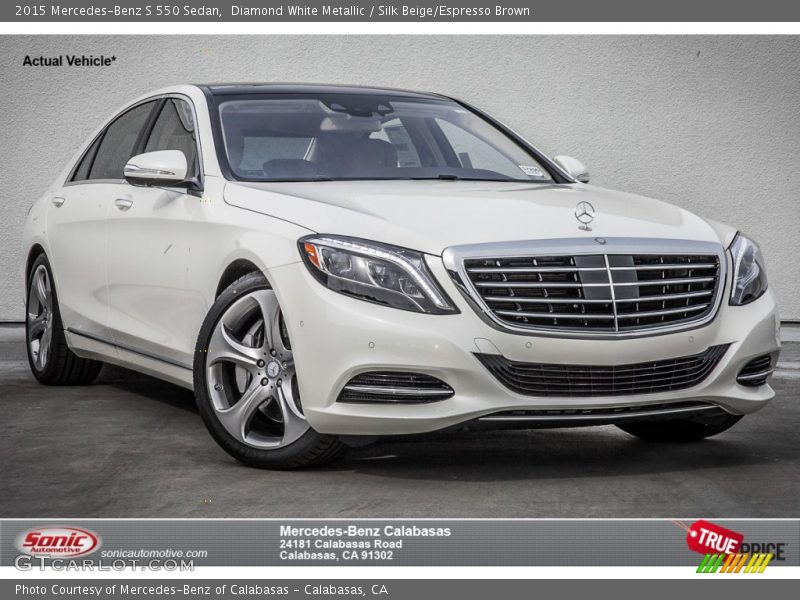 Diamond White Metallic / Silk Beige/Espresso Brown 2015 Mercedes-Benz S 550 Sedan