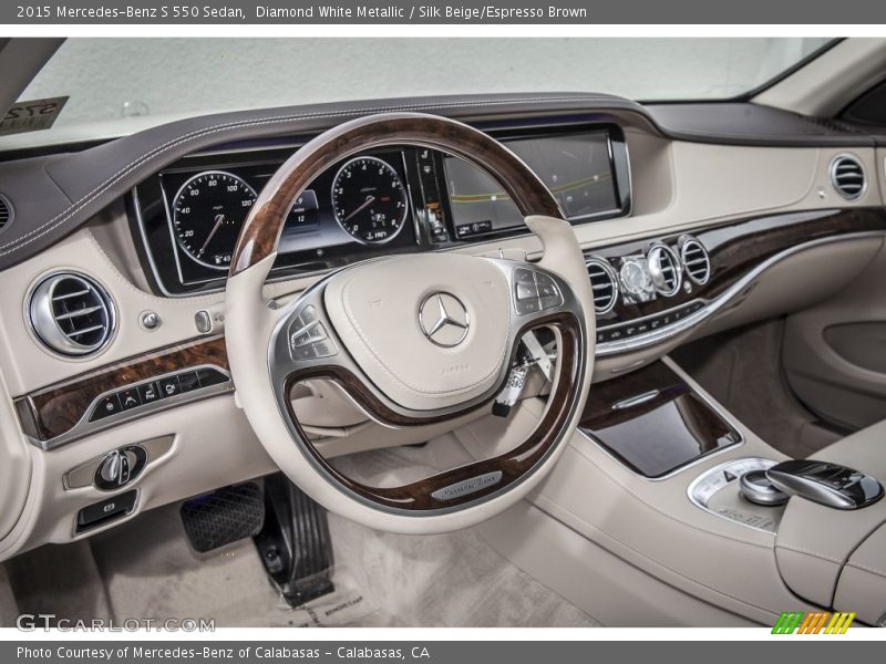 Diamond White Metallic / Silk Beige/Espresso Brown 2015 Mercedes-Benz S 550 Sedan