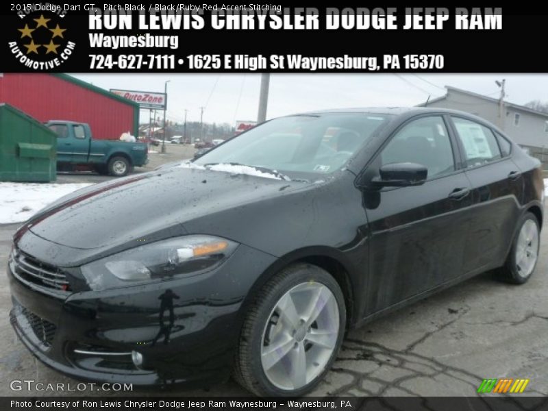 Pitch Black / Black/Ruby Red Accent Stitching 2015 Dodge Dart GT