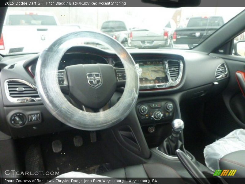 Pitch Black / Black/Ruby Red Accent Stitching 2015 Dodge Dart GT