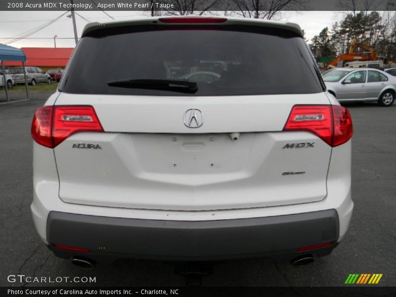 Aspen White Pearl / Taupe 2008 Acura MDX Technology
