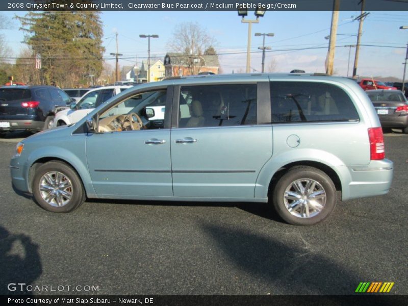 Clearwater Blue Pearlcoat / Medium Pebble Beige/Cream 2008 Chrysler Town & Country Limited