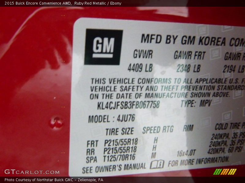 Ruby Red Metallic / Ebony 2015 Buick Encore Convenience AWD