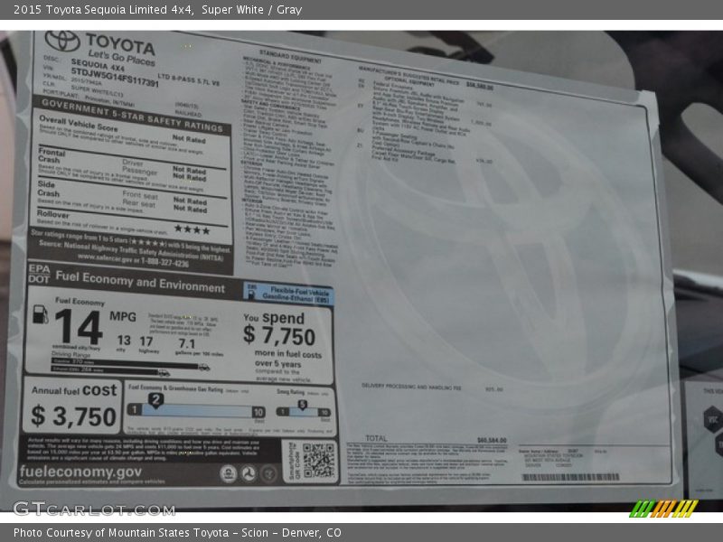 Super White / Gray 2015 Toyota Sequoia Limited 4x4