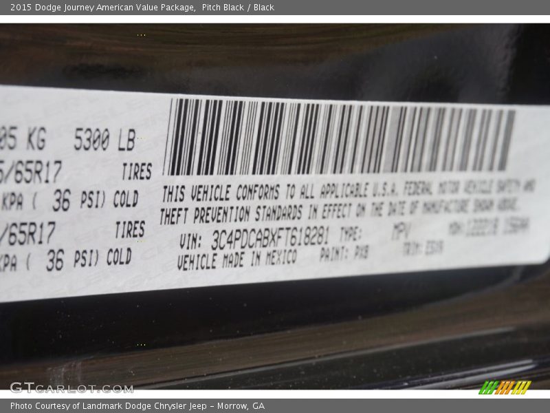 Pitch Black / Black 2015 Dodge Journey American Value Package