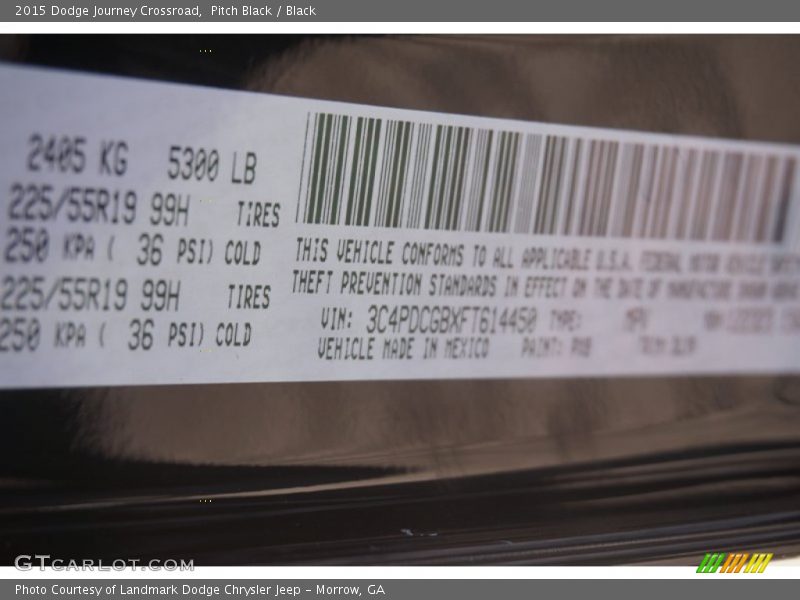 Pitch Black / Black 2015 Dodge Journey Crossroad