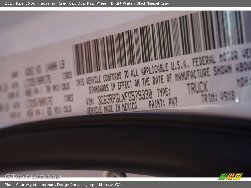 Bright White / Black/Diesel Gray 2015 Ram 3500 Tradesman Crew Cab Dual Rear Wheel