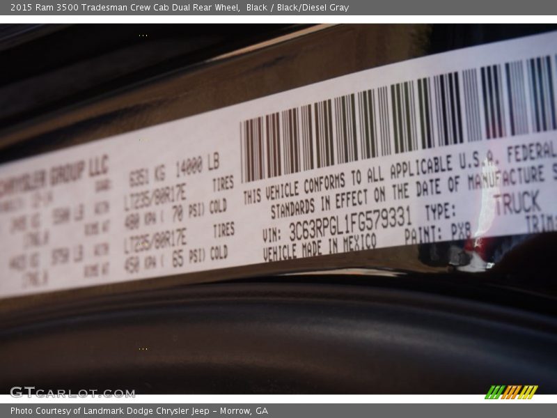 Black / Black/Diesel Gray 2015 Ram 3500 Tradesman Crew Cab Dual Rear Wheel