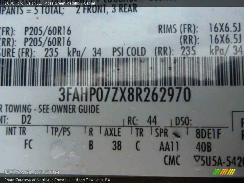 Moss Green Metallic / Camel 2008 Ford Fusion SE
