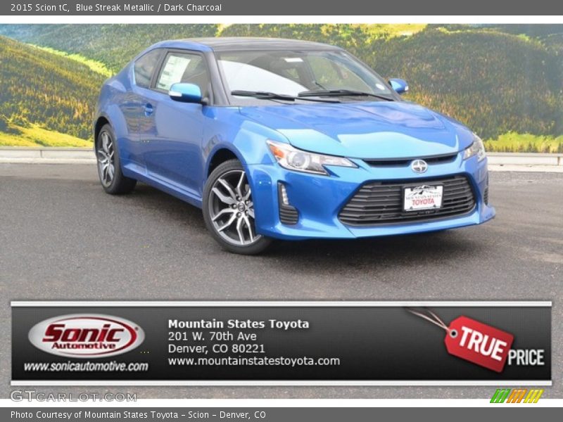 Blue Streak Metallic / Dark Charcoal 2015 Scion tC