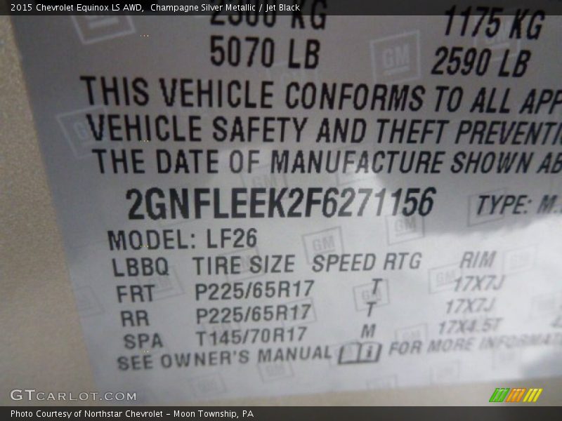 Champagne Silver Metallic / Jet Black 2015 Chevrolet Equinox LS AWD