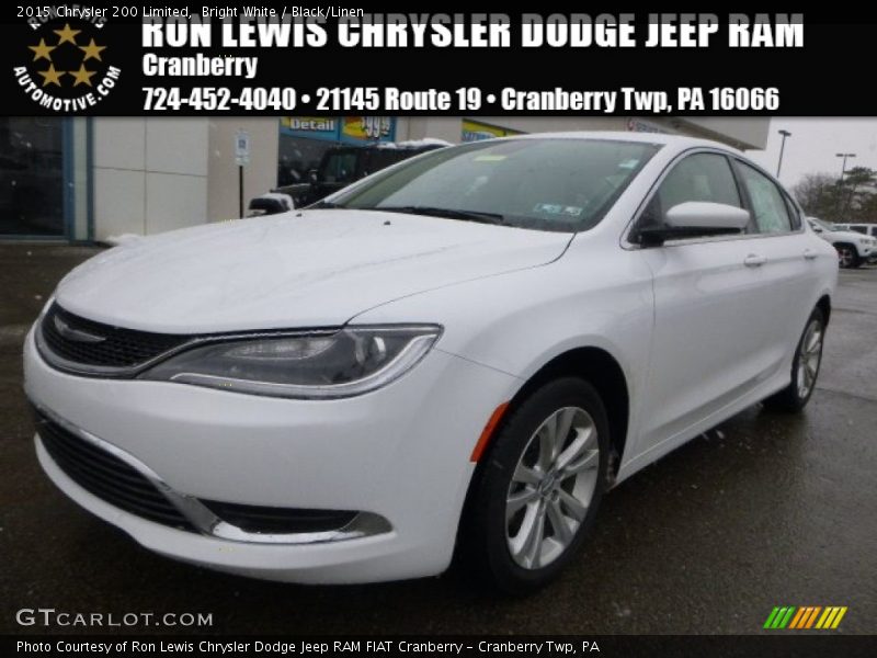 Bright White / Black/Linen 2015 Chrysler 200 Limited