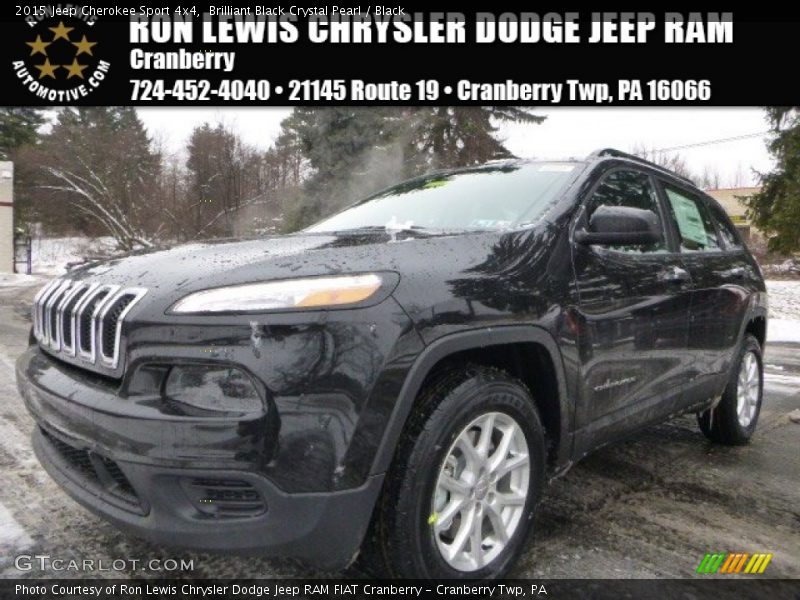 Brilliant Black Crystal Pearl / Black 2015 Jeep Cherokee Sport 4x4