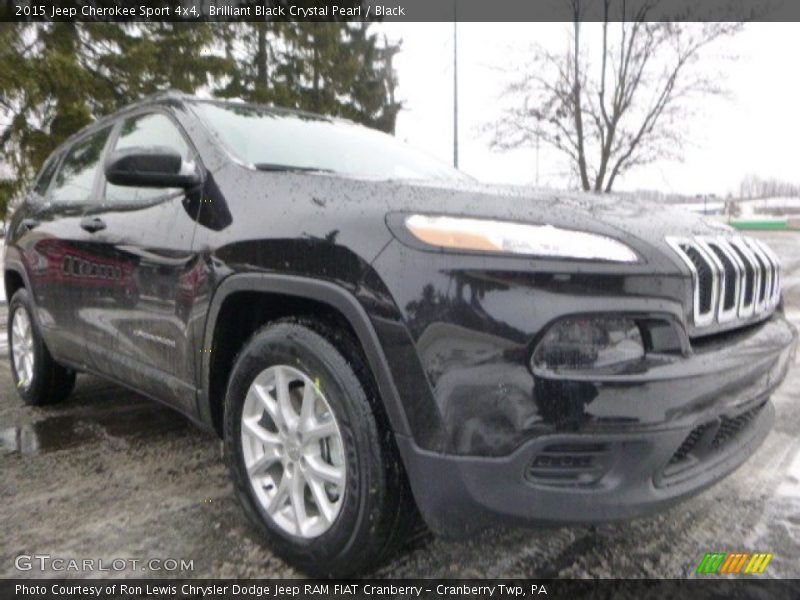 Brilliant Black Crystal Pearl / Black 2015 Jeep Cherokee Sport 4x4