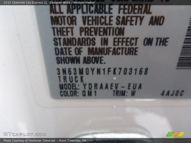 Designer White / Medium Pewter 2015 Chevrolet City Express LS