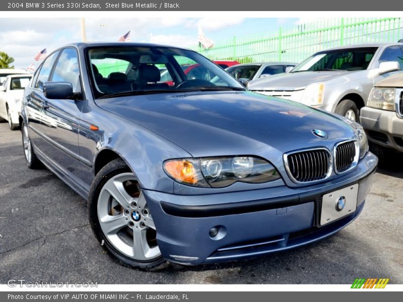 Steel Blue Metallic / Black 2004 BMW 3 Series 330i Sedan