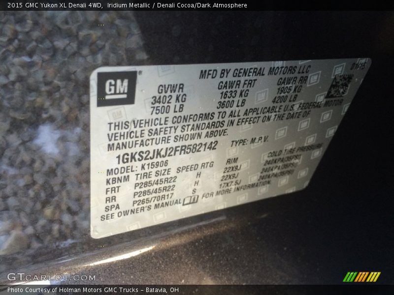 Iridium Metallic / Denali Cocoa/Dark Atmosphere 2015 GMC Yukon XL Denali 4WD