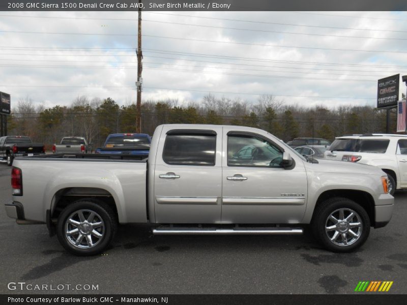 Silver Birch Metallic / Ebony 2008 GMC Sierra 1500 Denali Crew Cab AWD