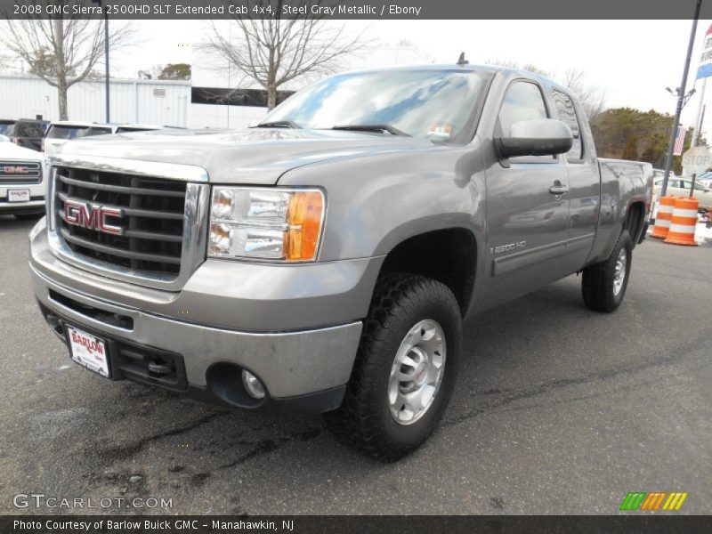 Steel Gray Metallic / Ebony 2008 GMC Sierra 2500HD SLT Extended Cab 4x4