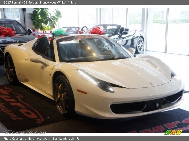 Bianco Avus (White) / Nero 2015 Ferrari 458 Spider