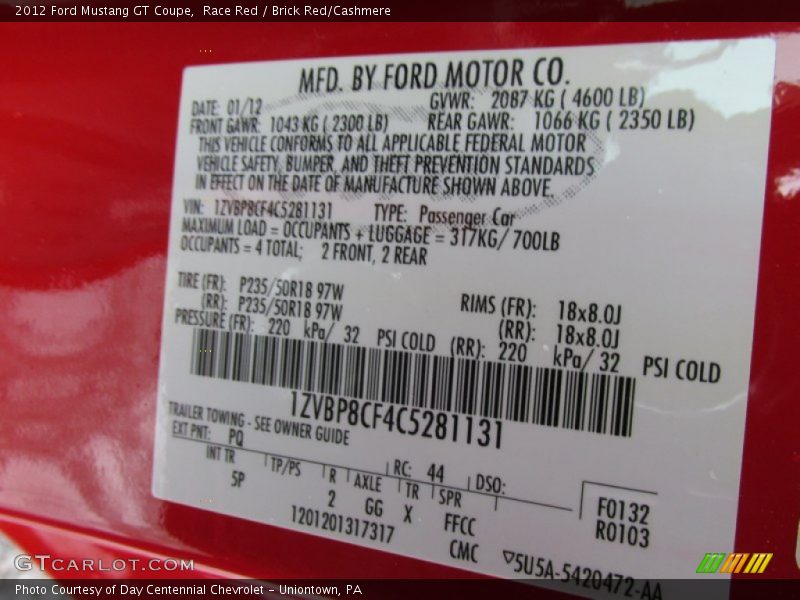 PQ - 2012 Ford Mustang GT Coupe