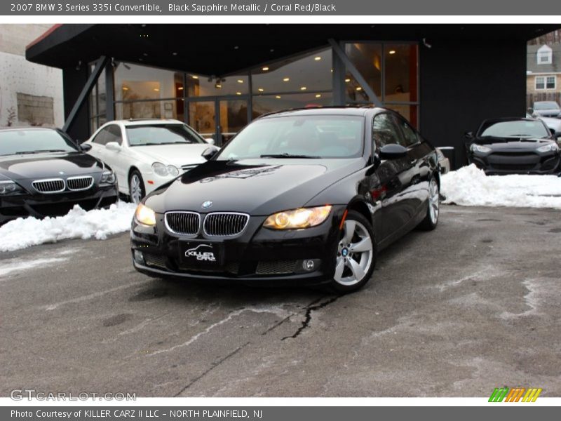Black Sapphire Metallic / Coral Red/Black 2007 BMW 3 Series 335i Convertible