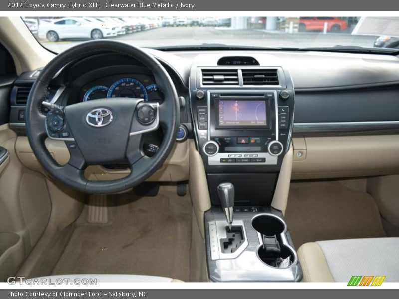 Clearwater Blue Metallic / Ivory 2012 Toyota Camry Hybrid XLE