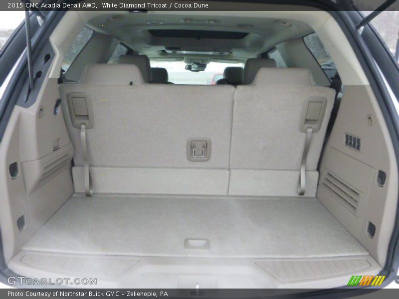 White Diamond Tricoat / Cocoa Dune 2015 GMC Acadia Denali AWD
