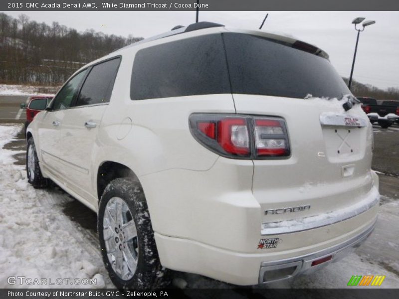 White Diamond Tricoat / Cocoa Dune 2015 GMC Acadia Denali AWD