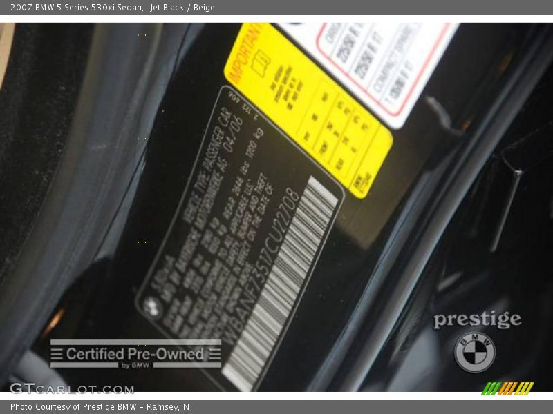Jet Black / Beige 2007 BMW 5 Series 530xi Sedan