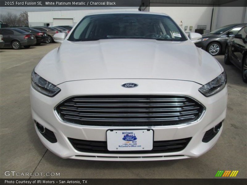 White Platinum Metallic / Charcoal Black 2015 Ford Fusion SE