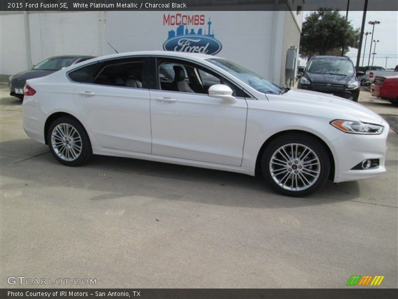 White Platinum Metallic / Charcoal Black 2015 Ford Fusion SE