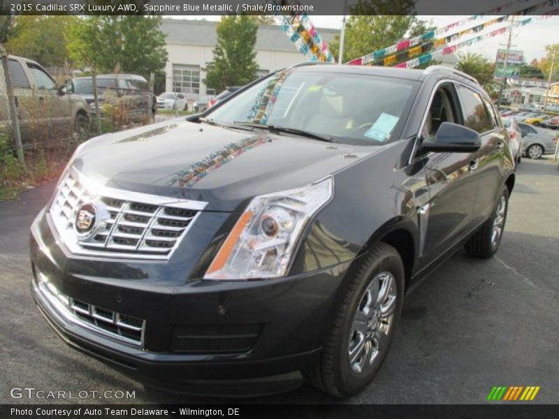 Sapphire Blue Metallic / Shale/Brownstone 2015 Cadillac SRX Luxury AWD