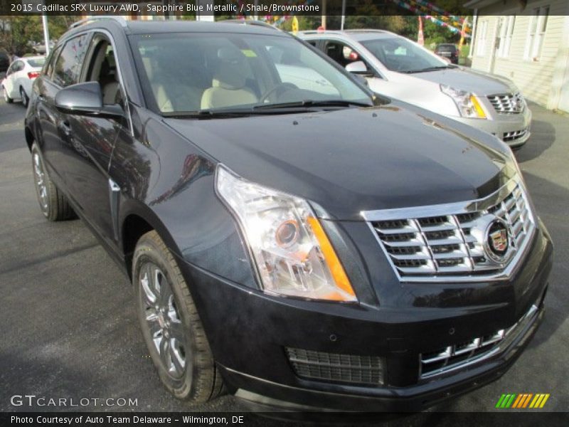 Sapphire Blue Metallic / Shale/Brownstone 2015 Cadillac SRX Luxury AWD