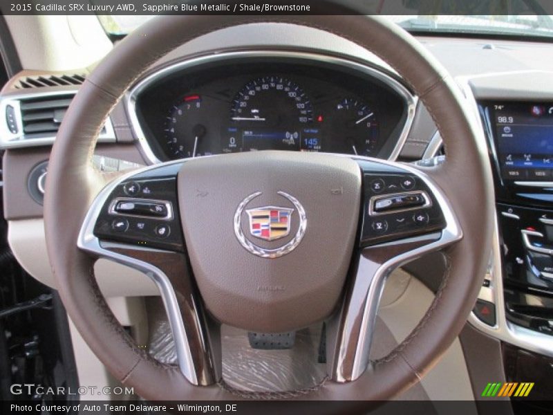 Sapphire Blue Metallic / Shale/Brownstone 2015 Cadillac SRX Luxury AWD