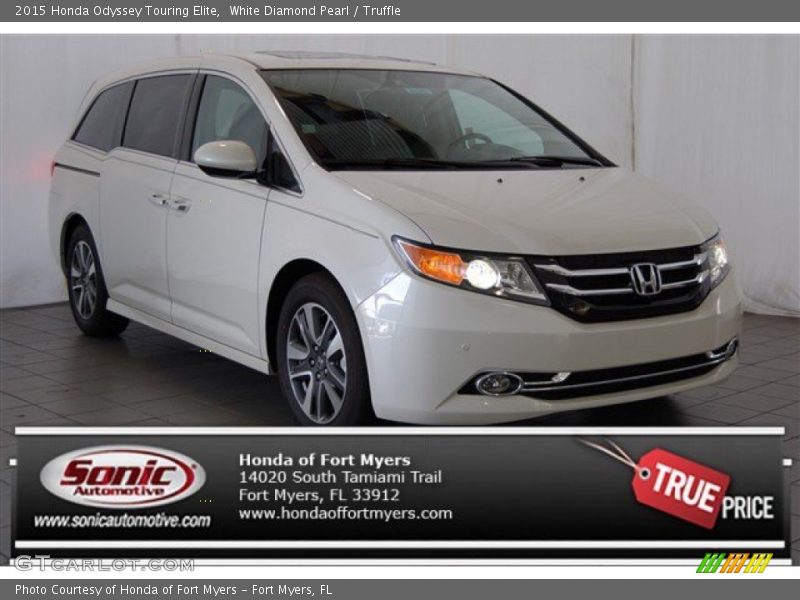 White Diamond Pearl / Truffle 2015 Honda Odyssey Touring Elite